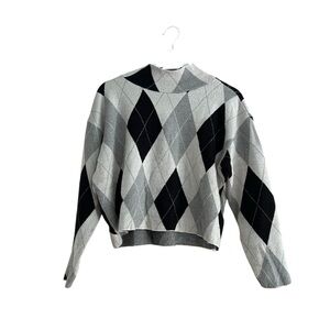 Maeve by Anthropologie Gray & Black Crewneck Sweater